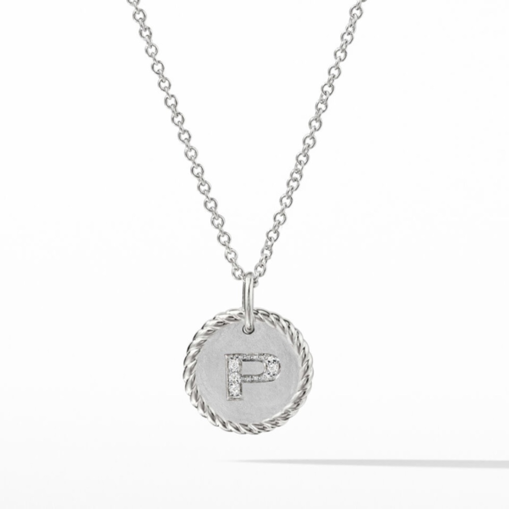 David Yurman P Initial Charm Necklace .